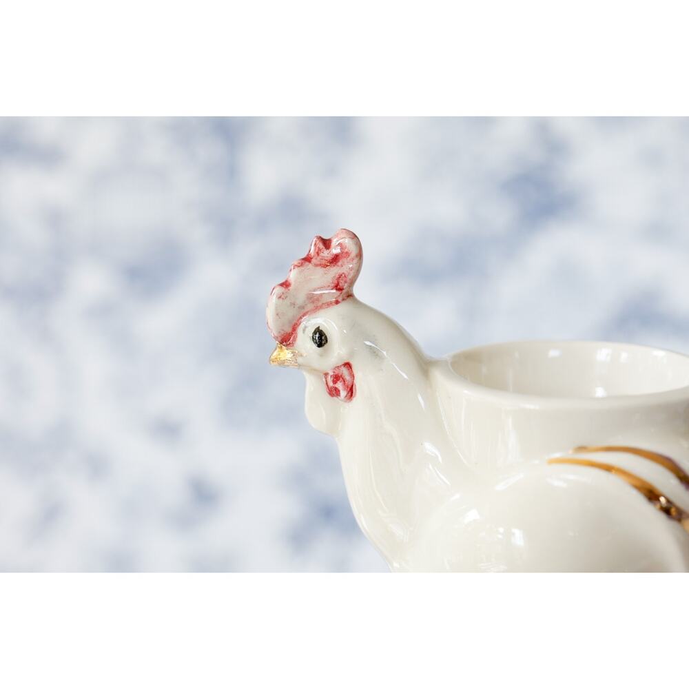 VTG Chicken Hen Rooster Egg Cup Holders Set of 3 Cottage Farmhouse Retro Brunch - Picture 7 of 15